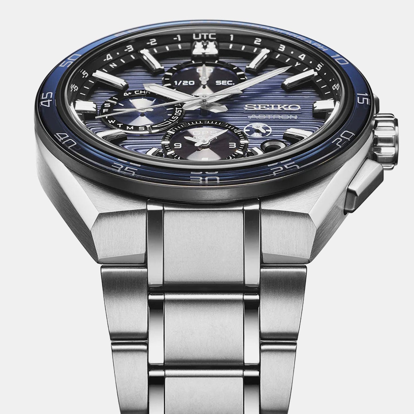 Astron GPS Solar Dual-Time Chronograph Men Slate Blue Dial Watch SSH175J1