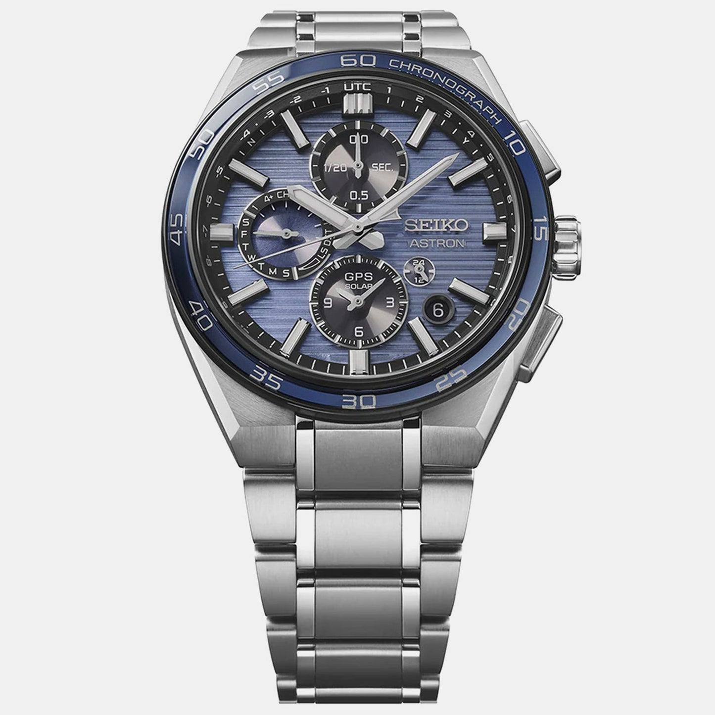 Astron GPS Solar Dual-Time Chronograph Men Slate Blue Dial Watch SSH175J1