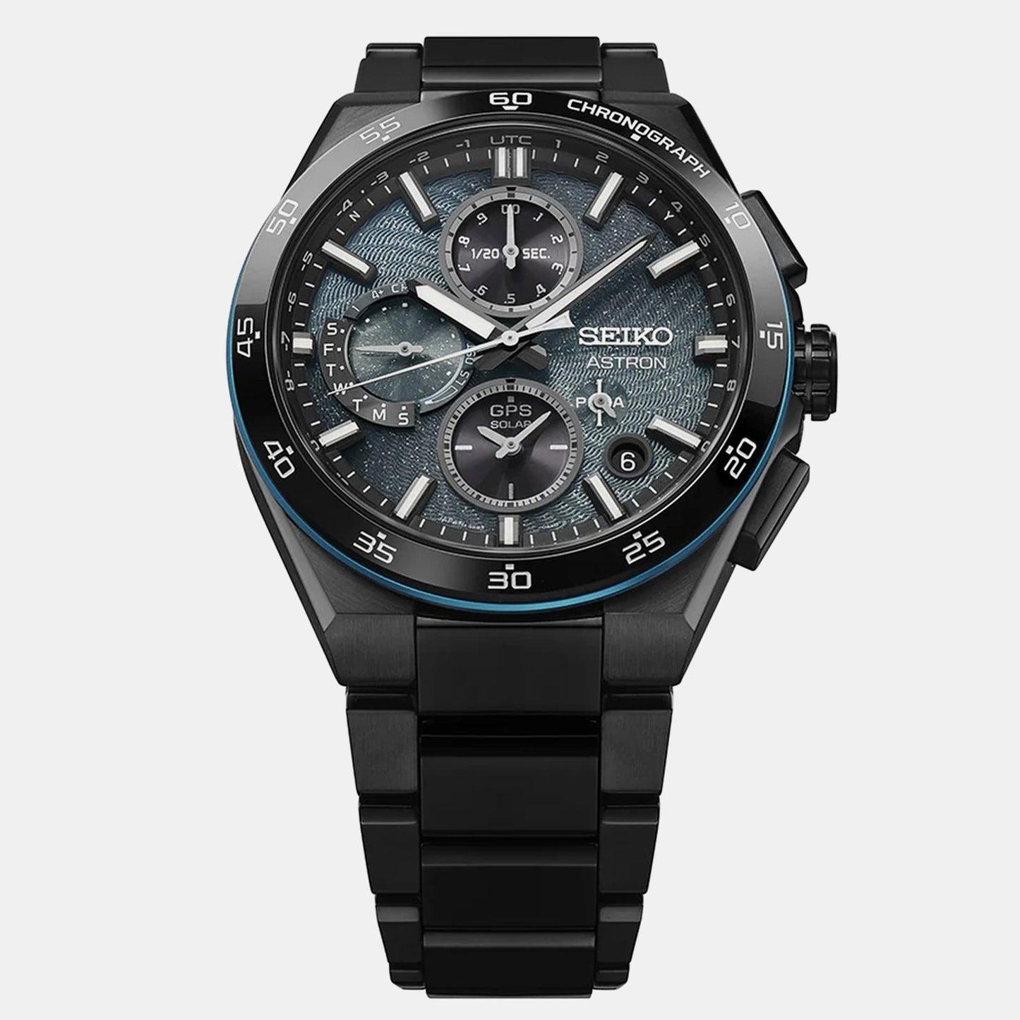 Astron GPS Solar â€˜Spiral Galaxyâ€™ Limited Edition Chronograph Men Blue Dial Stainless Steel Watch SSH187J1