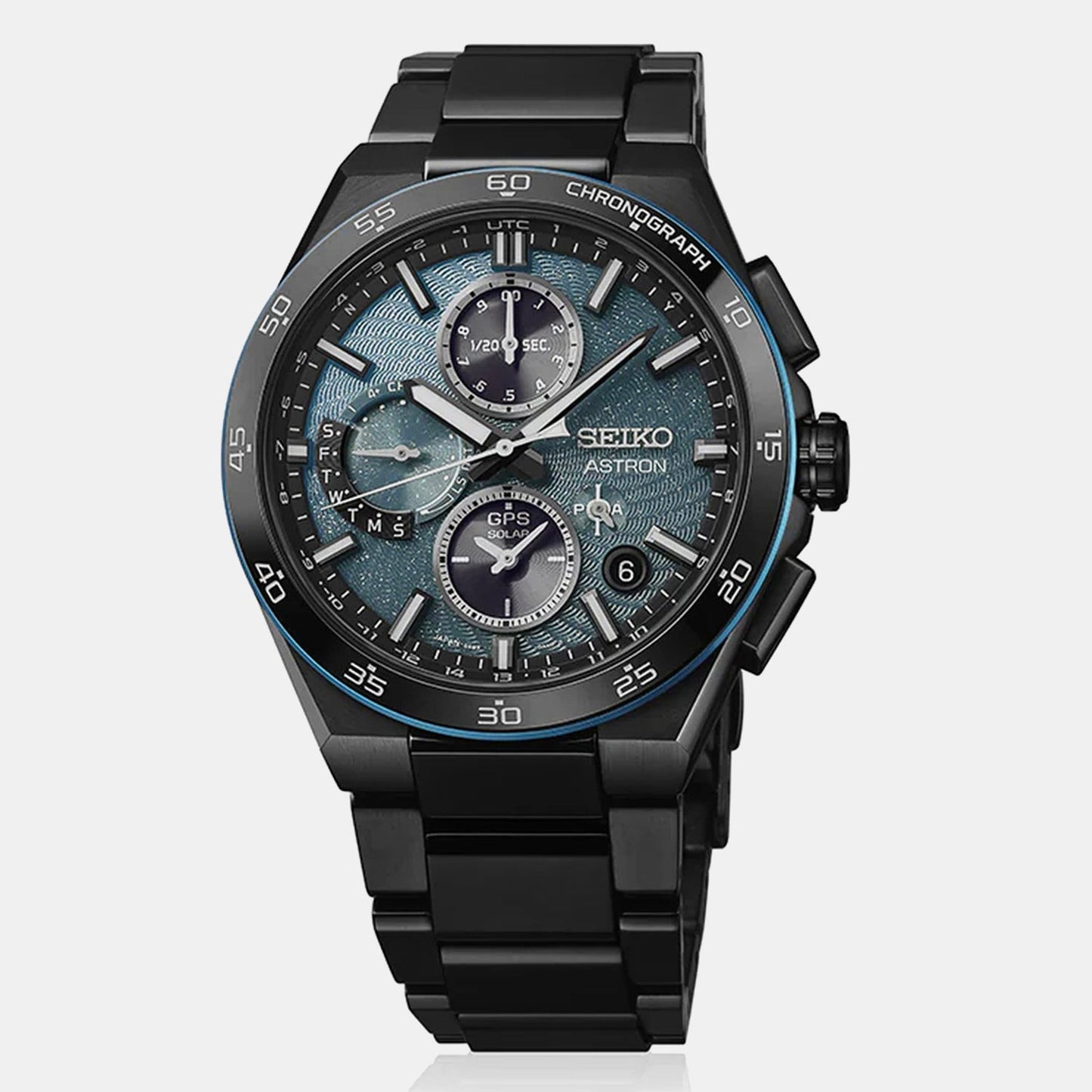 Astron GPS Solar â€˜Spiral Galaxyâ€™ Limited Edition Chronograph Men Blue Dial Stainless Steel Watch SSH187J1