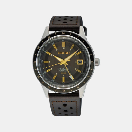 Presage Men Automatic Brown Dial Analog Leather Watch SSK013J1