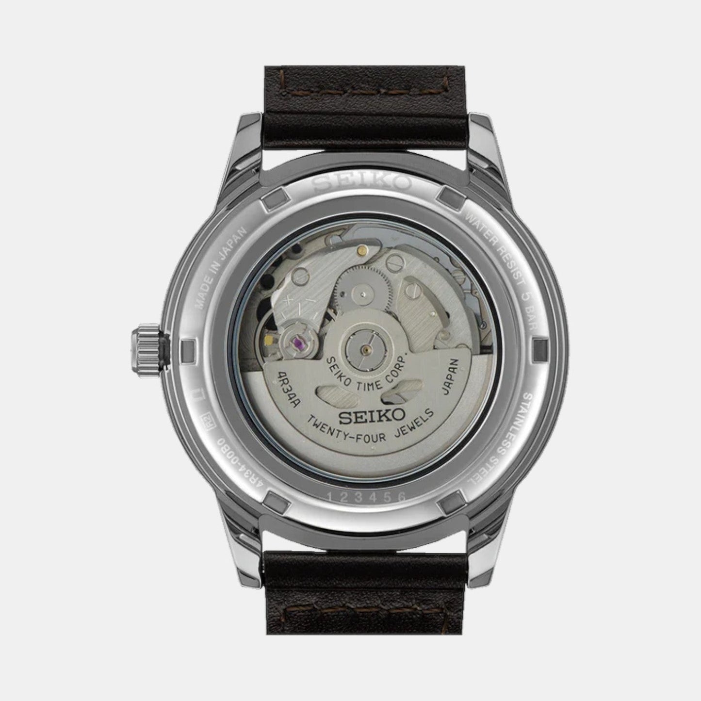 Presage Men Automatic Brown Dial Analog Leather Watch SSK013J1