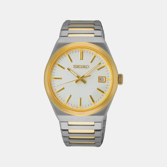 Dress Men Quartz White Dial Analog Stainless Steel Watch SUR558P1
