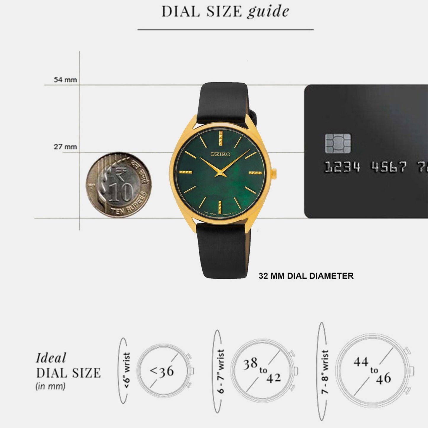 Dress Women Quartz Green Dial Analog Leather Watch SWR080P1