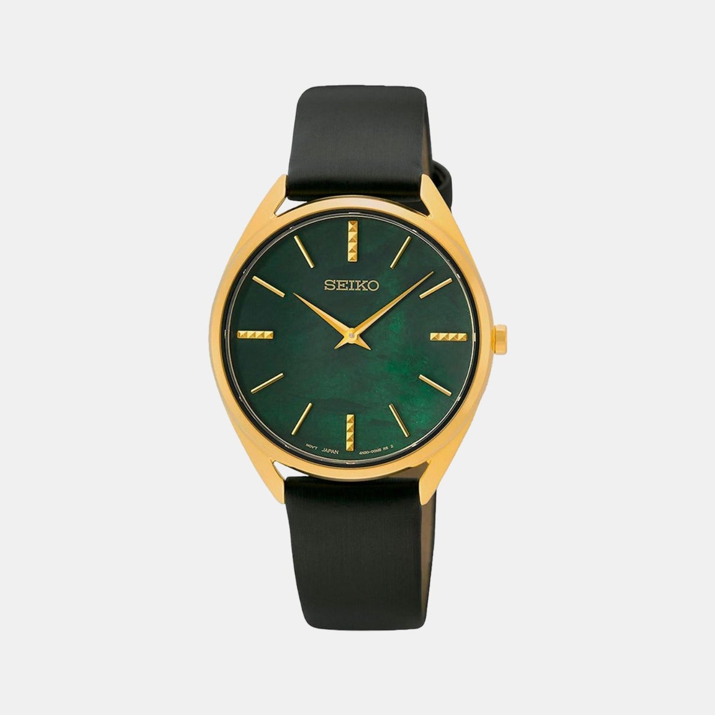 Dress Women Quartz Green Dial Analog Leather Watch SWR080P1