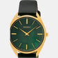 Dress Women Quartz Green Dial Analog Leather Watch SWR080P1