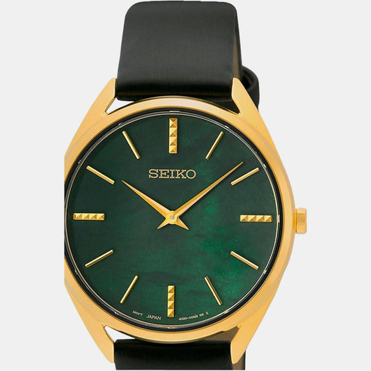 Dress Women Quartz Green Dial Analog Leather Watch SWR080P1