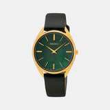 Dress Women Quartz Green Dial Analog Leather Watch SWR080P1