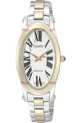 Seiko Premier Quartz Women Watches in Oval case & Silver Dial SXGN64P1