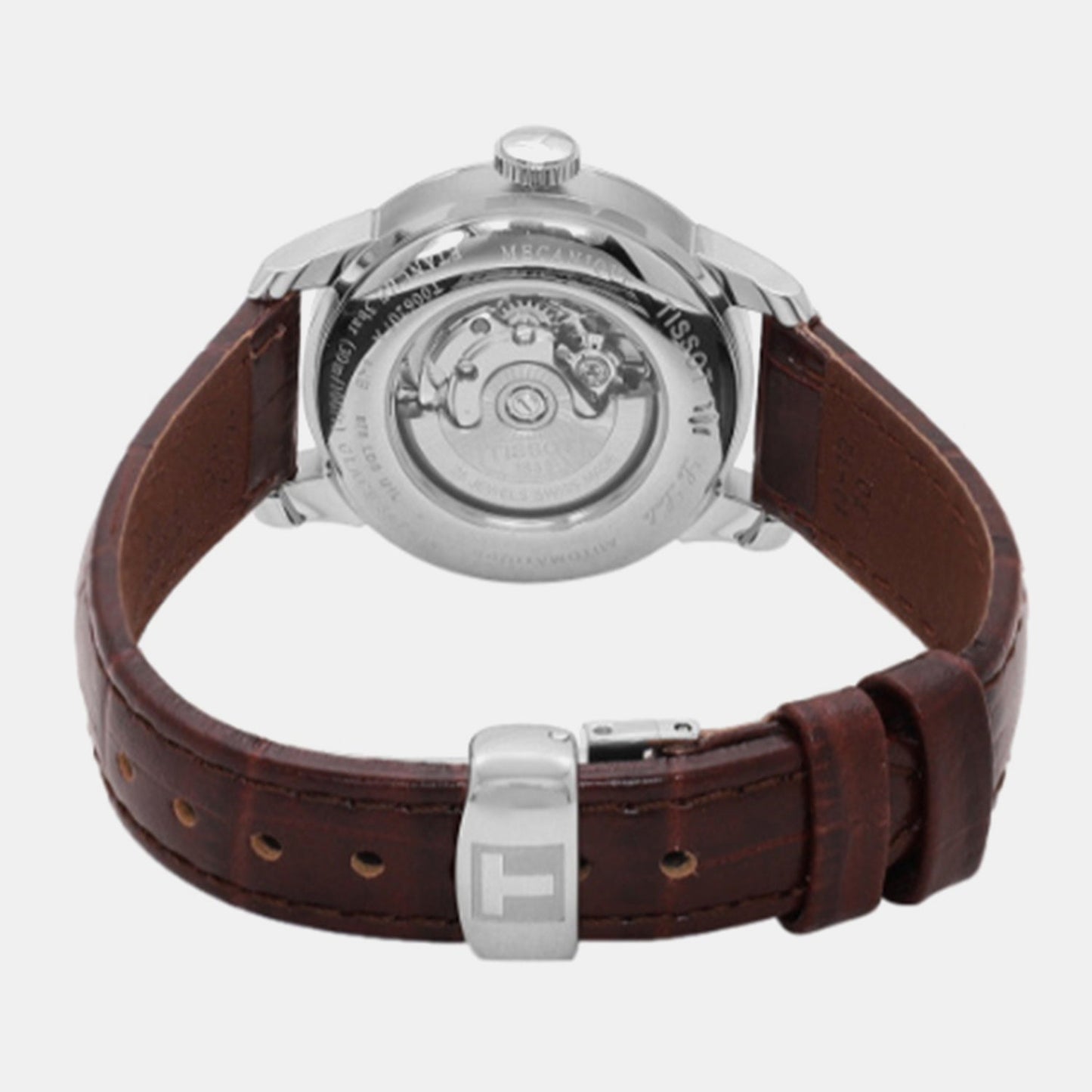 Women Automatic Silver Dial Analog Leather Watch T0062071603800