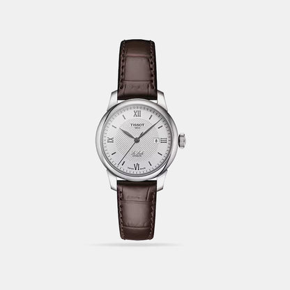 Women Automatic Silver Dial Analog Leather Watch T0062071603800