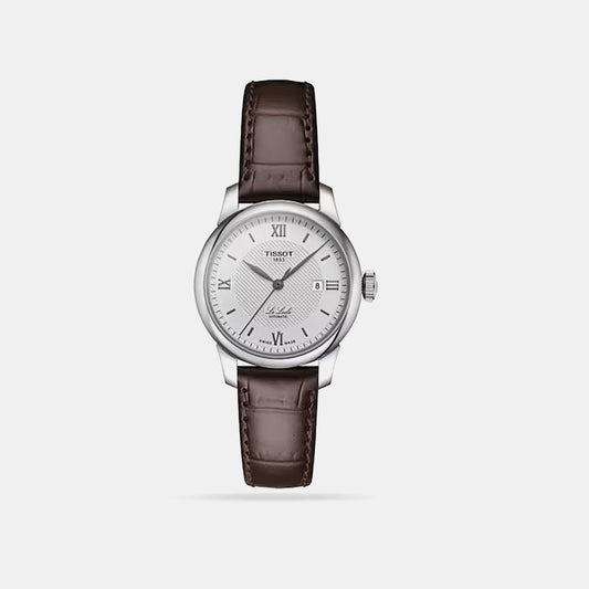 Women Automatic Silver Dial Analog Leather Watch T0062071603800