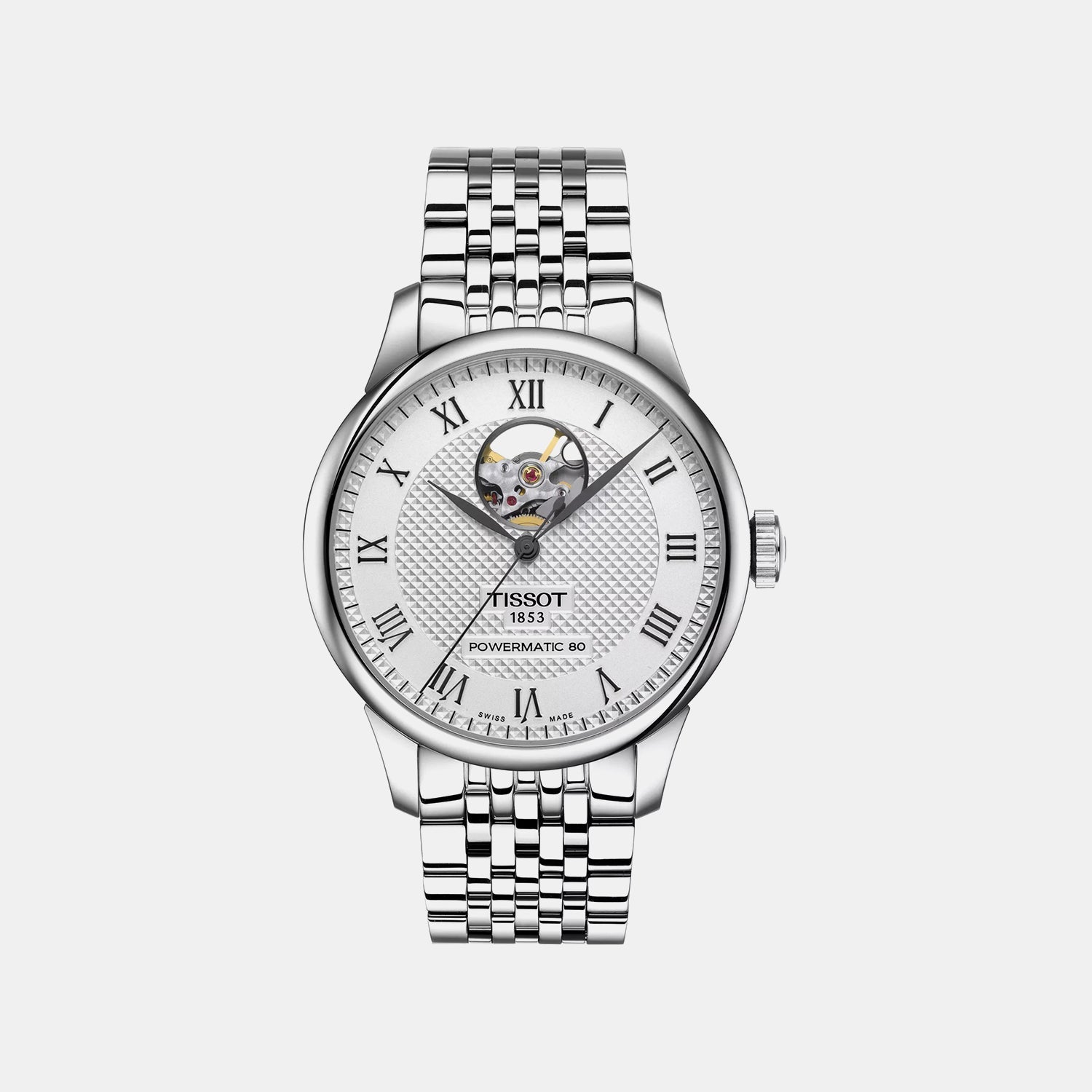Le Locle Men Automatic Silver Dial Analog Stainless Steel Watch T0064071103302
