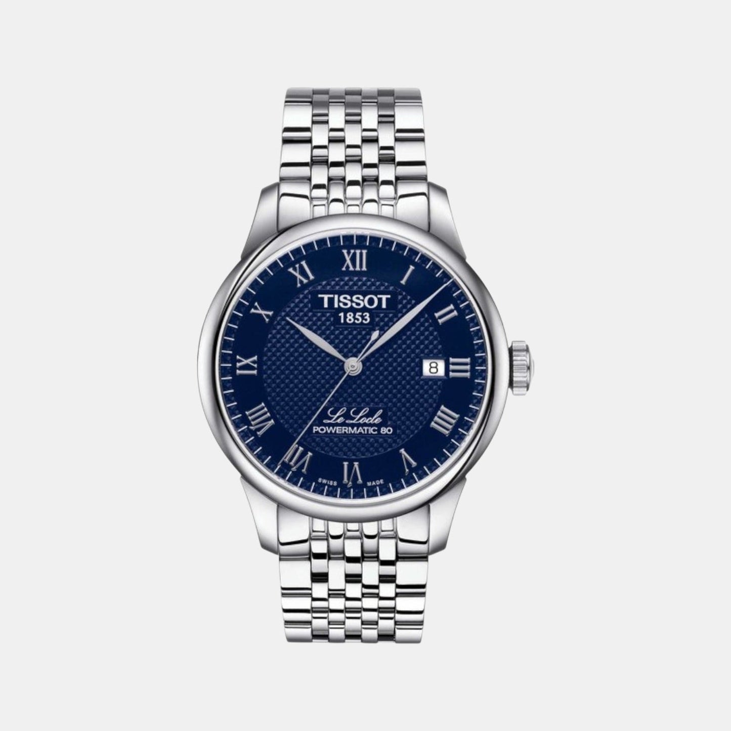 Le Locle Men Automatic Blue Dial Analog Stainless Steel Watch T0064071104300
