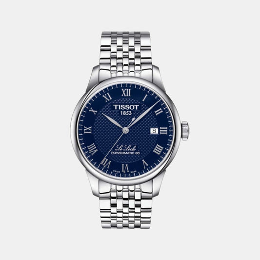 Le Locle Men Automatic Blue Dial Analog Stainless Steel Watch T0064071104300