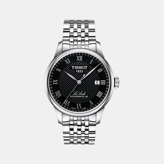 Le Locle Men Automatic Black Dial Analog Stainless Steel Watch T0064071105300