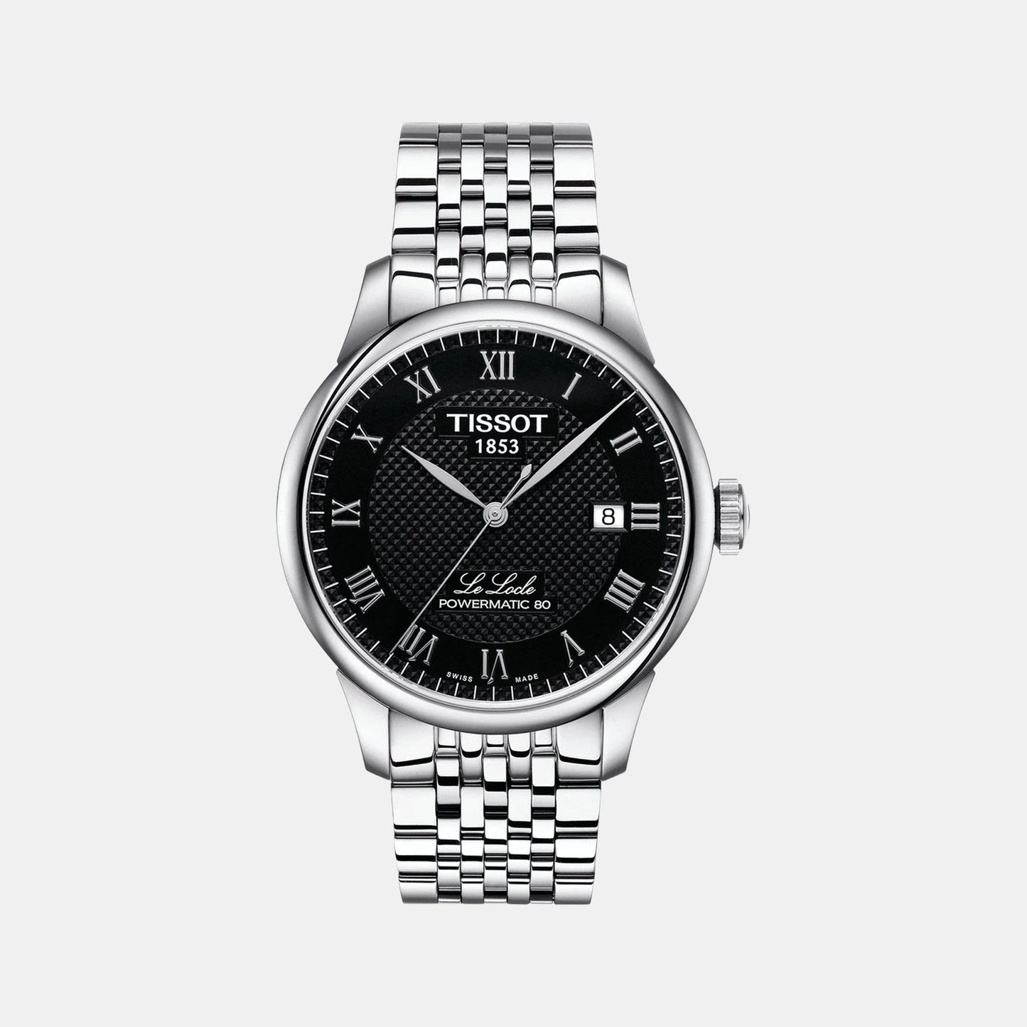 Le Locle Men Automatic Black Dial Analog Stainless Steel Watch T0064071105300