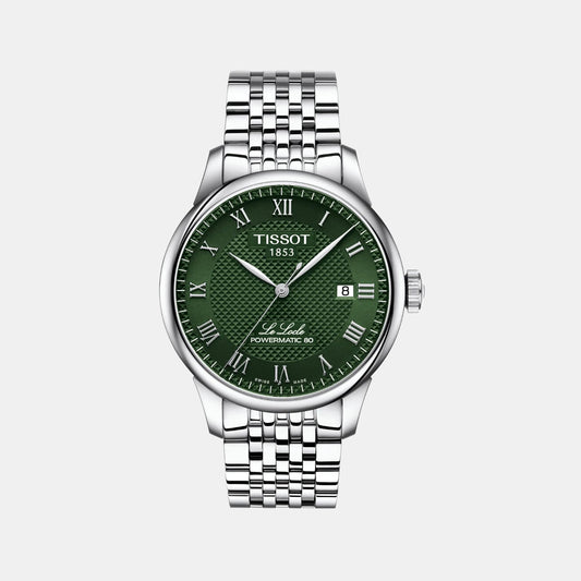 Le Locle Men Automatic Green Dial Analog Stainless Steel Watch T0064071109300