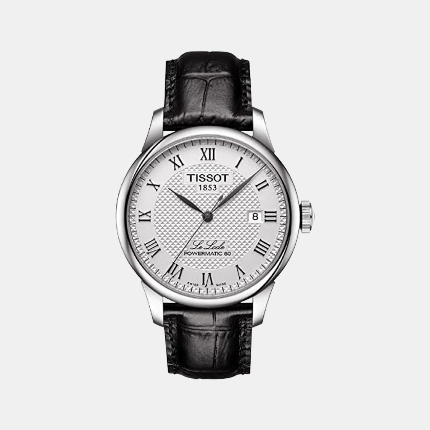 Le Locle Men Automatic Silver Dial Analog Leather Watch T0064071603300