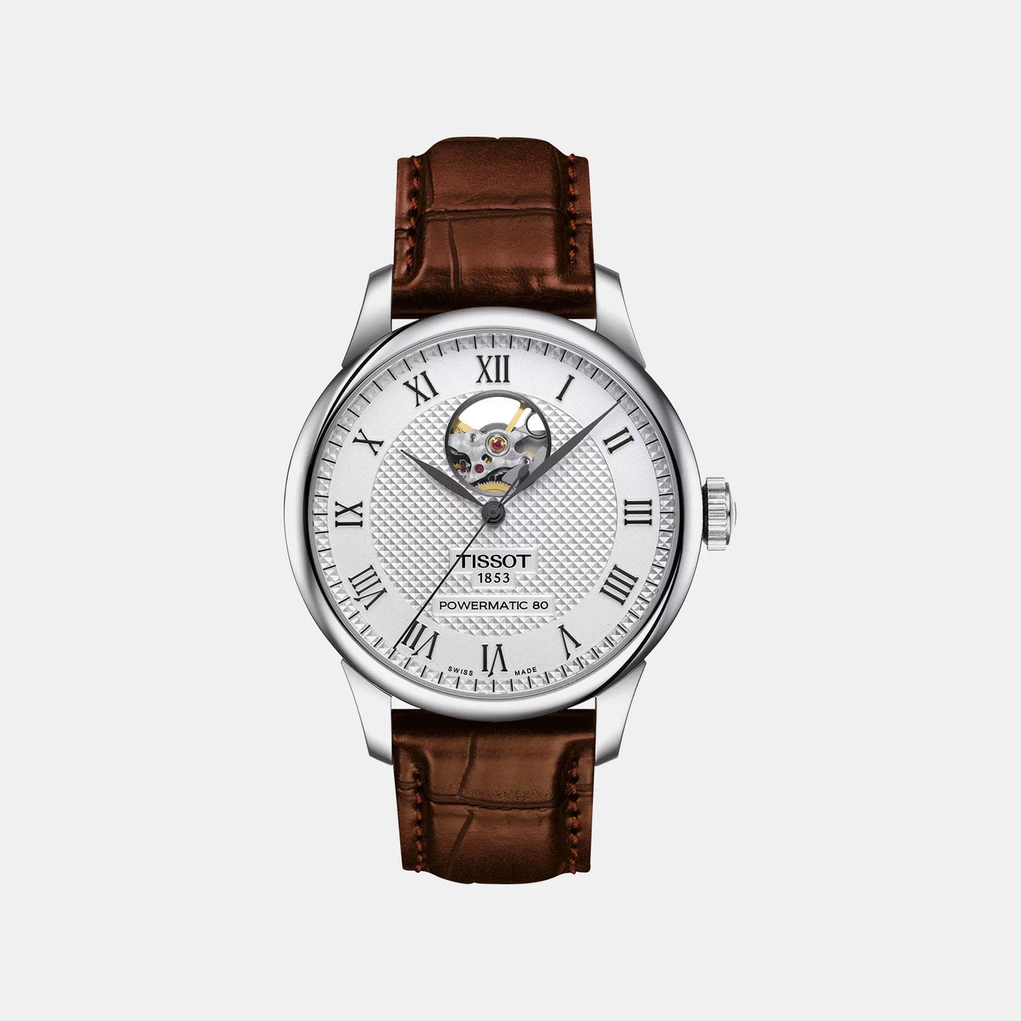 Le Locle Men Automatic Silver Dial Analog Leather Watch T0064071603301