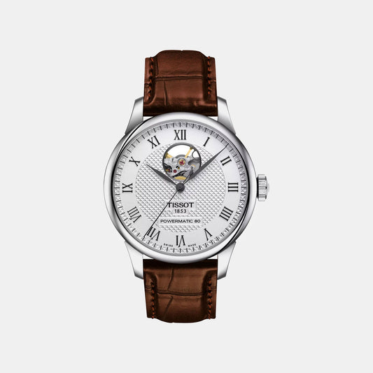 Le Locle Men Automatic Silver Dial Analog Leather Watch T0064071603301