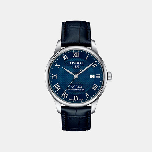 Le Locle Men Automatic Blue Dial Analog Leather Watch T0064071604300