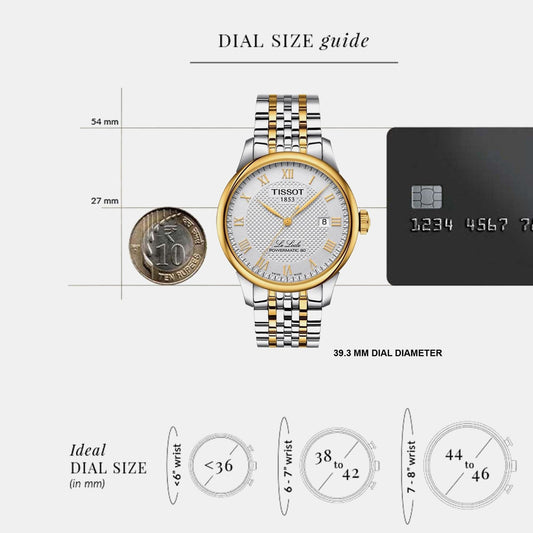 Classic Traditional Men Automatic Silver Dial Analog Stainless Steel Watch T0064072203301