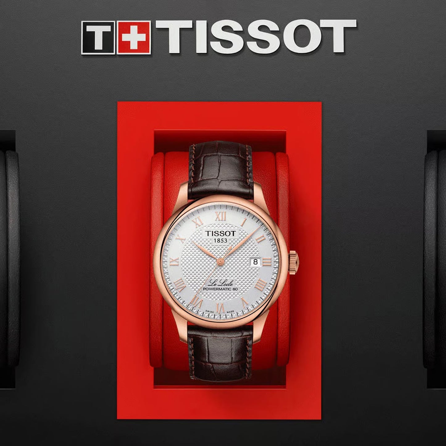 Le Locle Men Automatic Silver Dial Analog Leather Watch T0064073603300