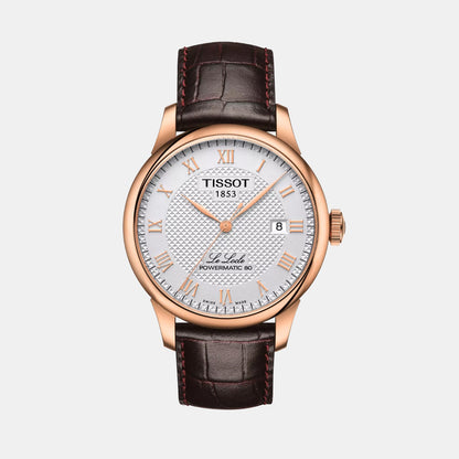 Le Locle Men Automatic Silver Dial Analog Leather Watch T0064073603300