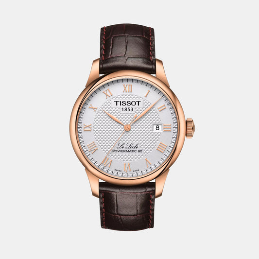Le Locle Men Automatic Silver Dial Analog Leather Watch T0064073603300