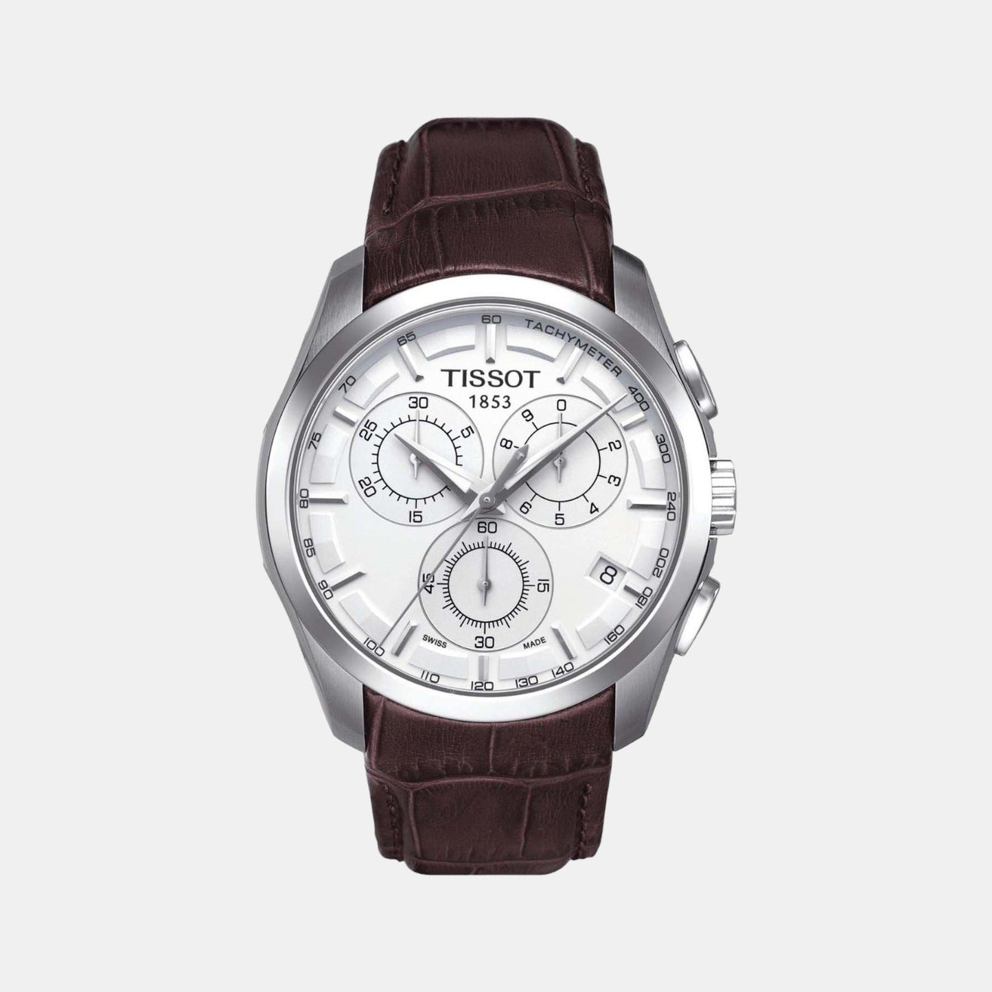 Couturier Men Quartz Silver Dial Chronograph Leather Watch T0356171603100