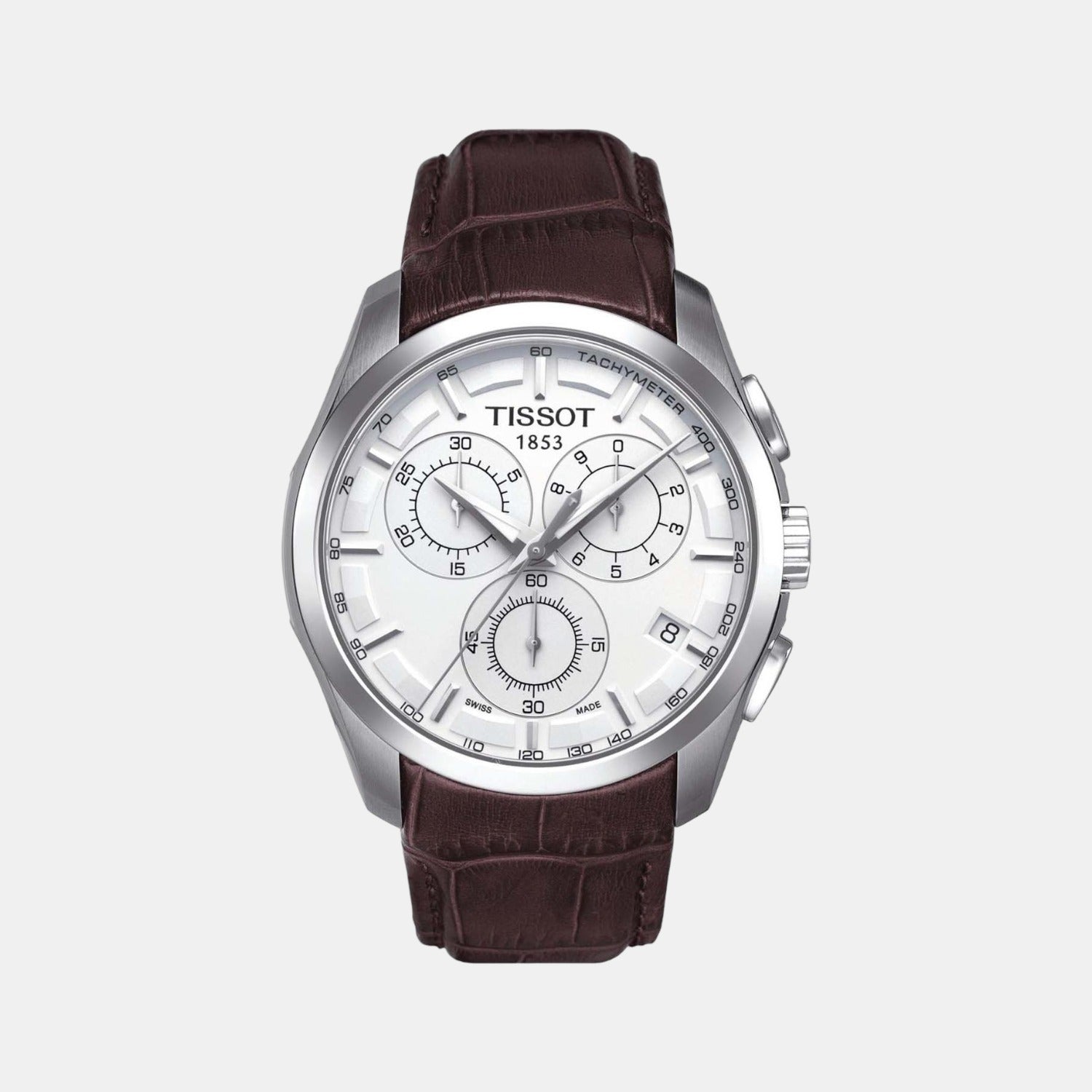 Couturier Men Quartz Silver Dial Chronograph Leather Watch T0356171603100