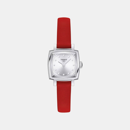 Lovely Women Quartz Silver Dial Analog Leather Watch T0581091603600