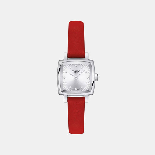 Lovely Women Quartz Silver Dial Analog Leather Watch T0581091603600