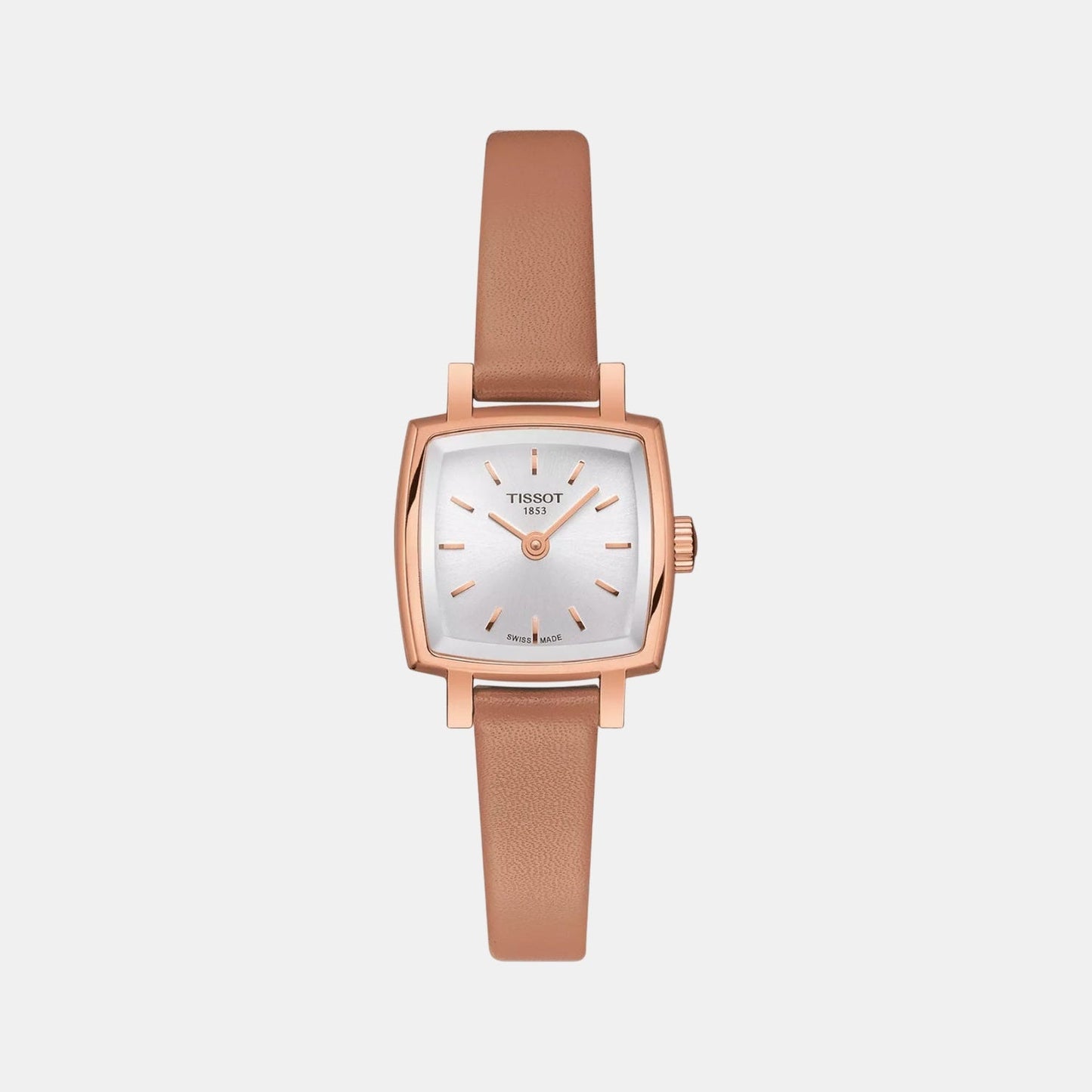 Lovely Women Quartz Silver Dial Analog Leather Watch T0581093603101