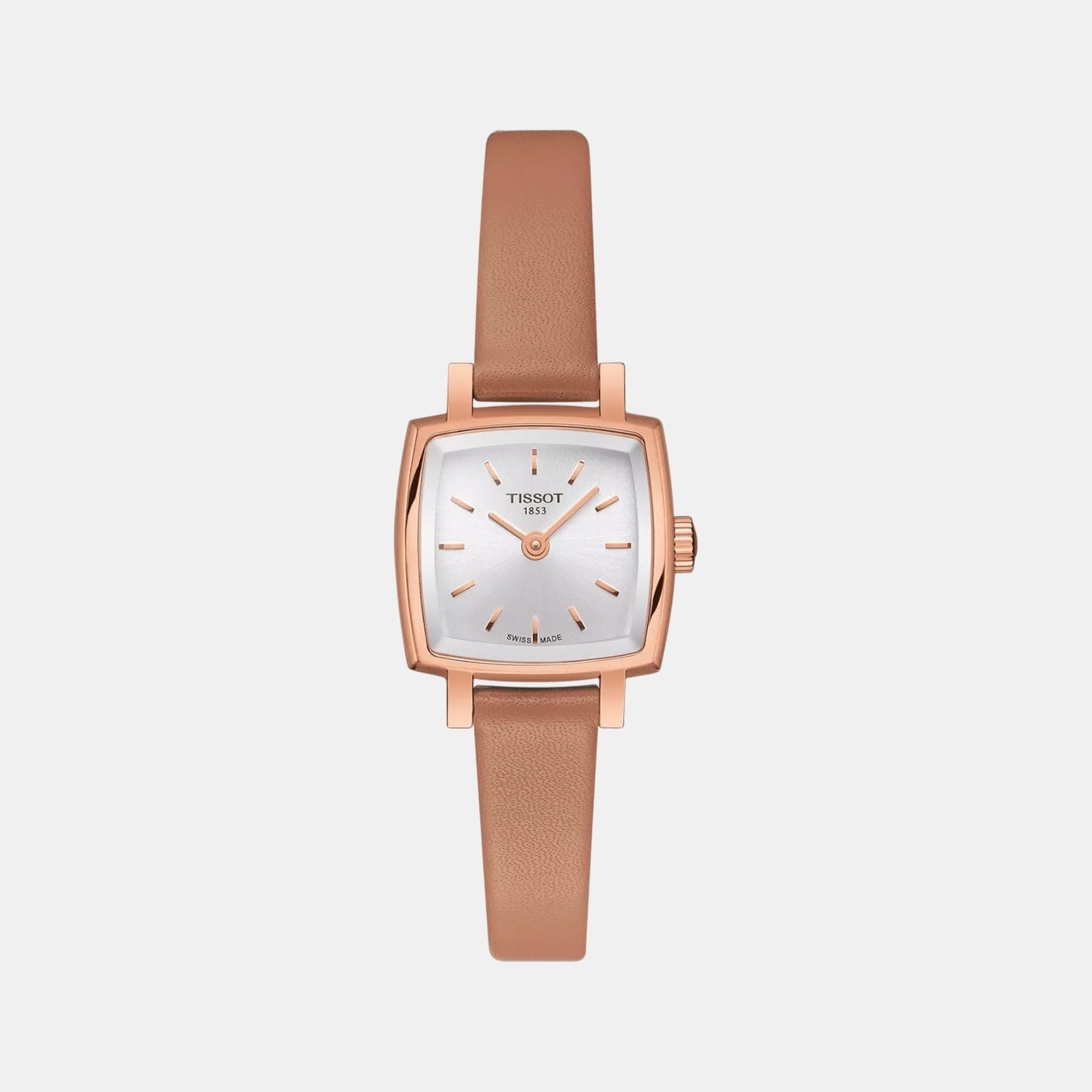 Lovely Women Quartz Silver Dial Analog Leather Watch T0581093603101