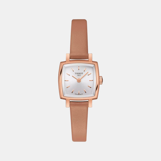 Lovely Women Quartz Silver Dial Analog Leather Watch T0581093603101