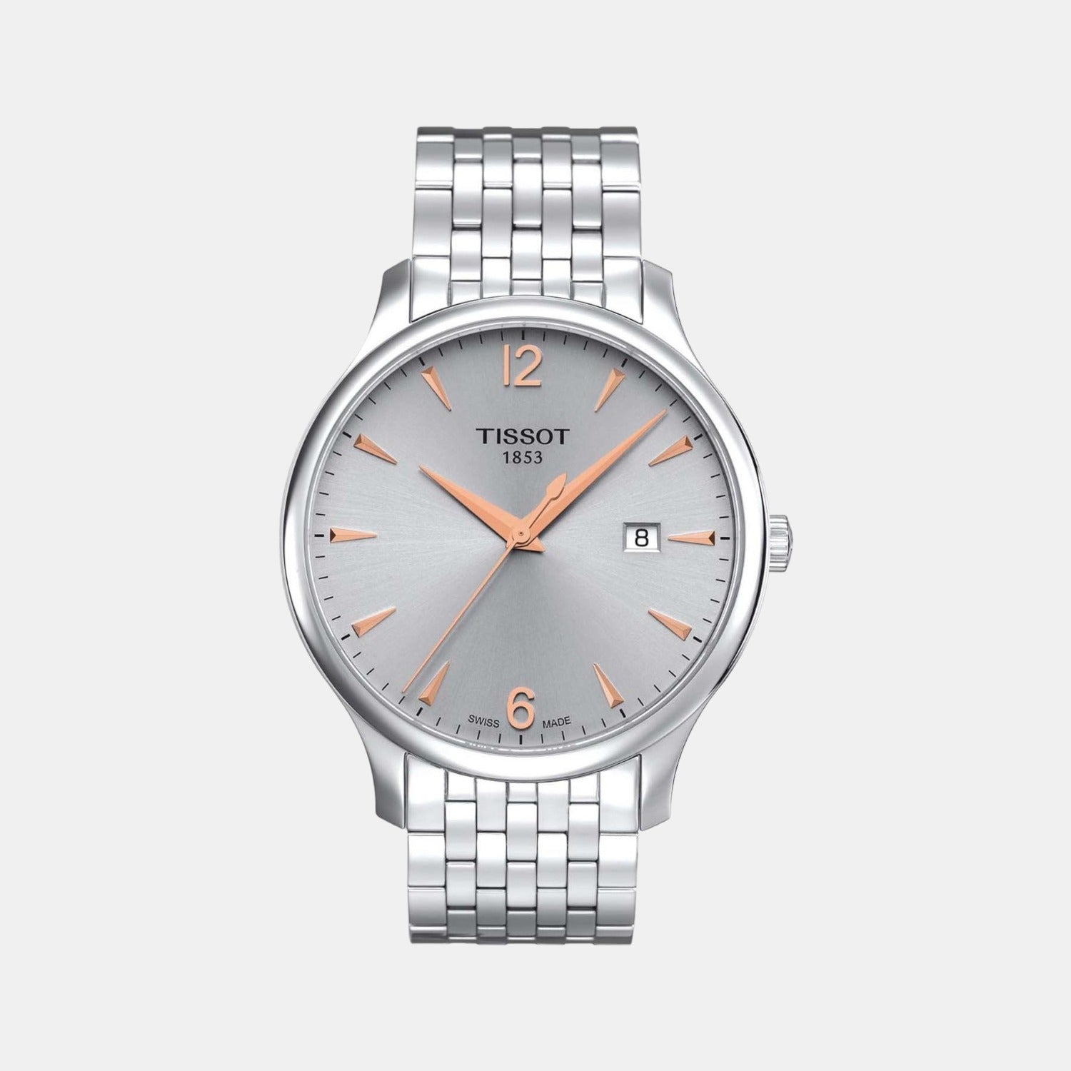 Tradition Men Quartz Silver Dial Analog Stainless Steel Watch T0636101103701