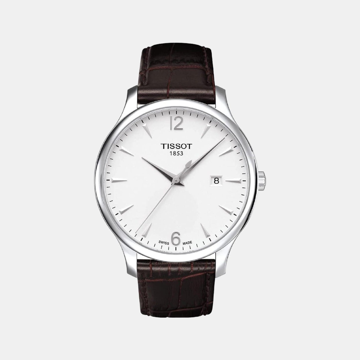 Tradition Men Quartz Silver Dial Analog Leather Watch T0636101603700