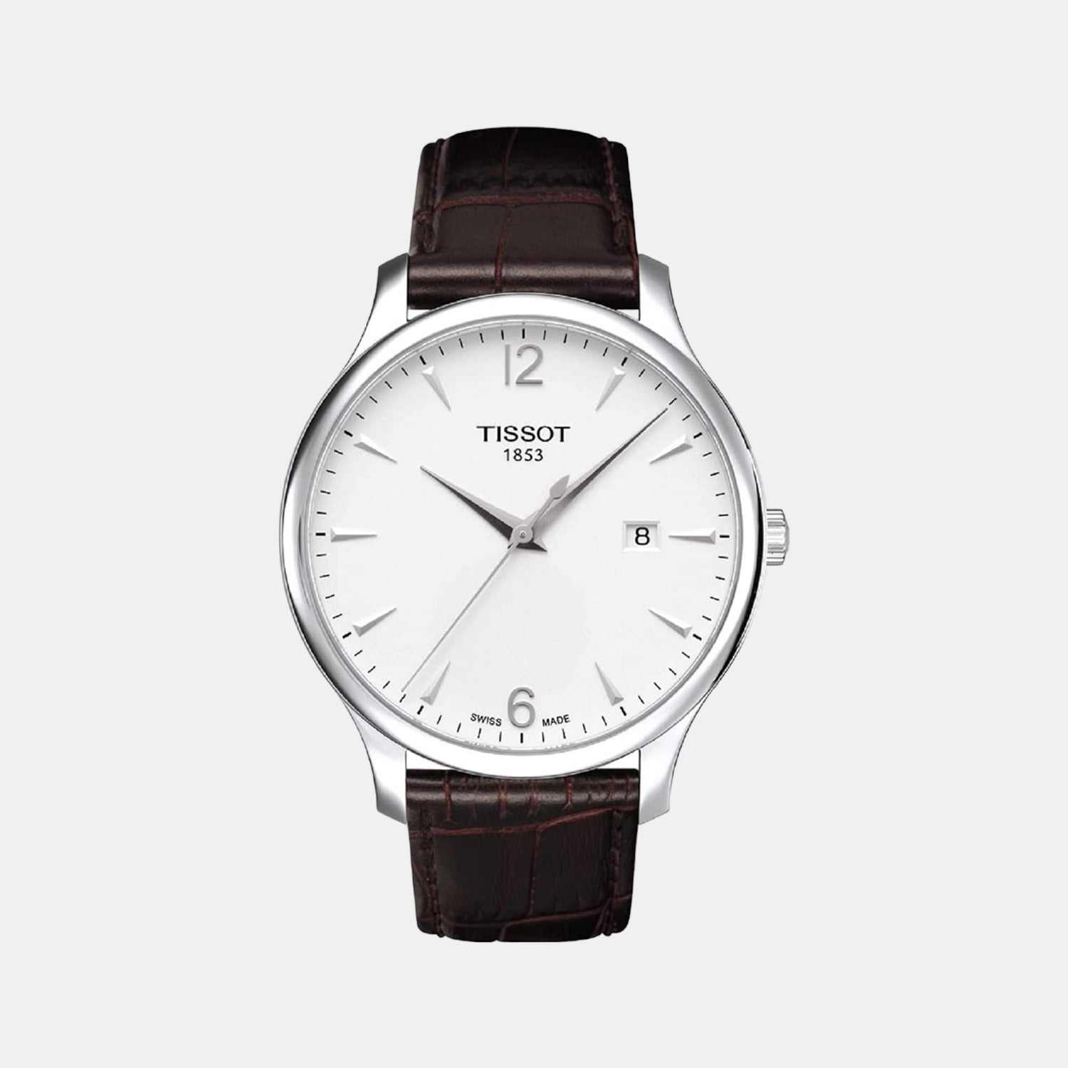 Tradition Men Quartz Silver Dial Analog Leather Watch T0636101603700