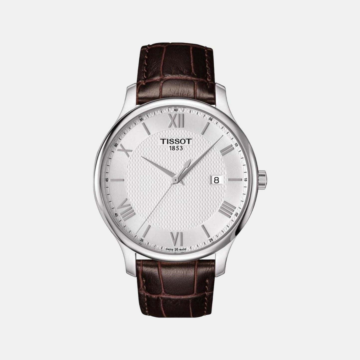 Tradition Men Quartz Silver Dial Analog Leather Watch T0636101603800