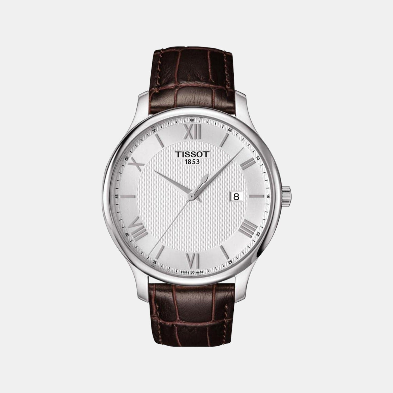 Tradition Men Quartz Silver Dial Analog Leather Watch T0636101603800