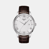 Tradition Men Quartz Silver Dial Analog Leather Watch T0636101603800