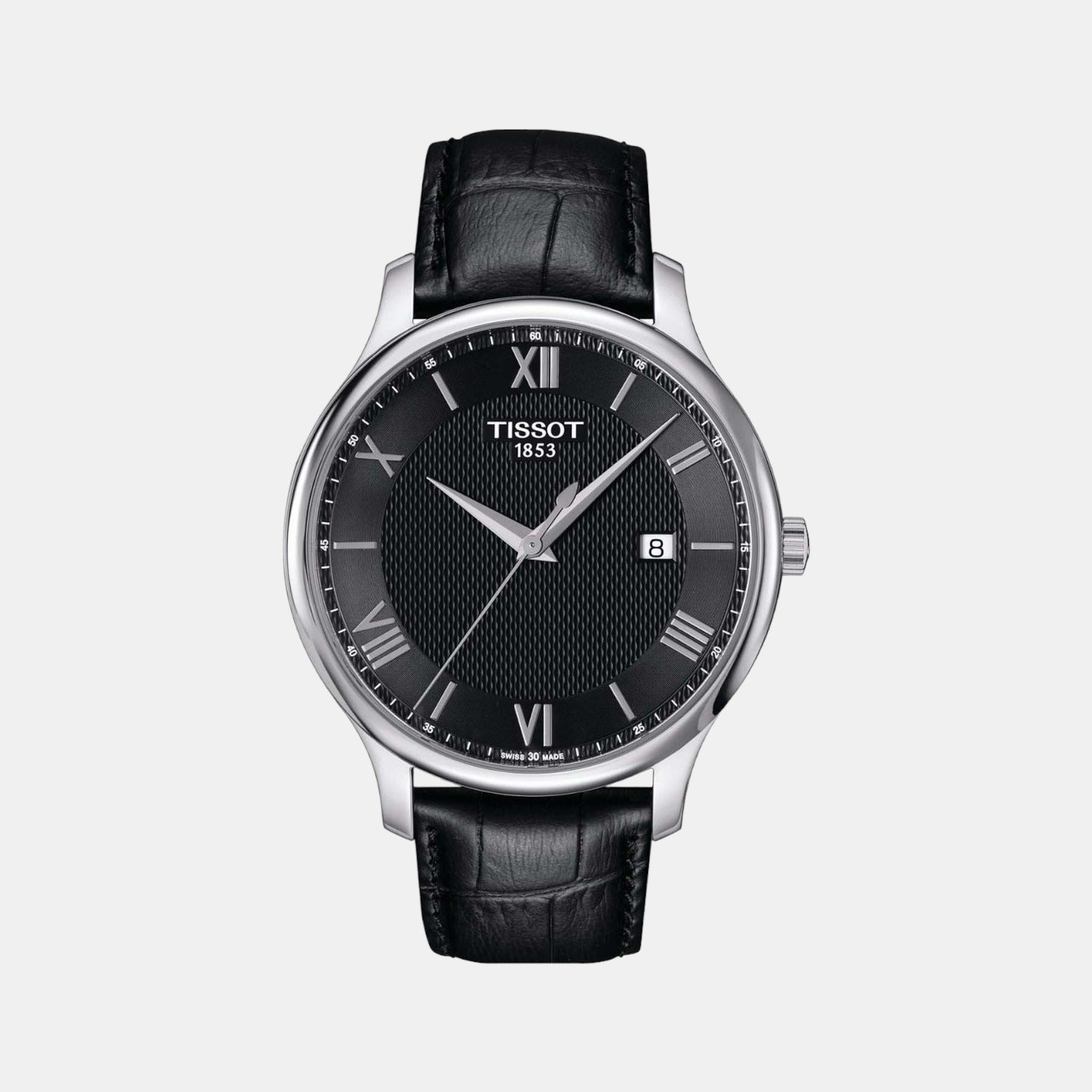 Tradition Men Quartz Black Dial Analog Leather Watch T0636101605800