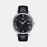 Tradition Men Quartz Black Dial Analog Leather Watch T0636101605800