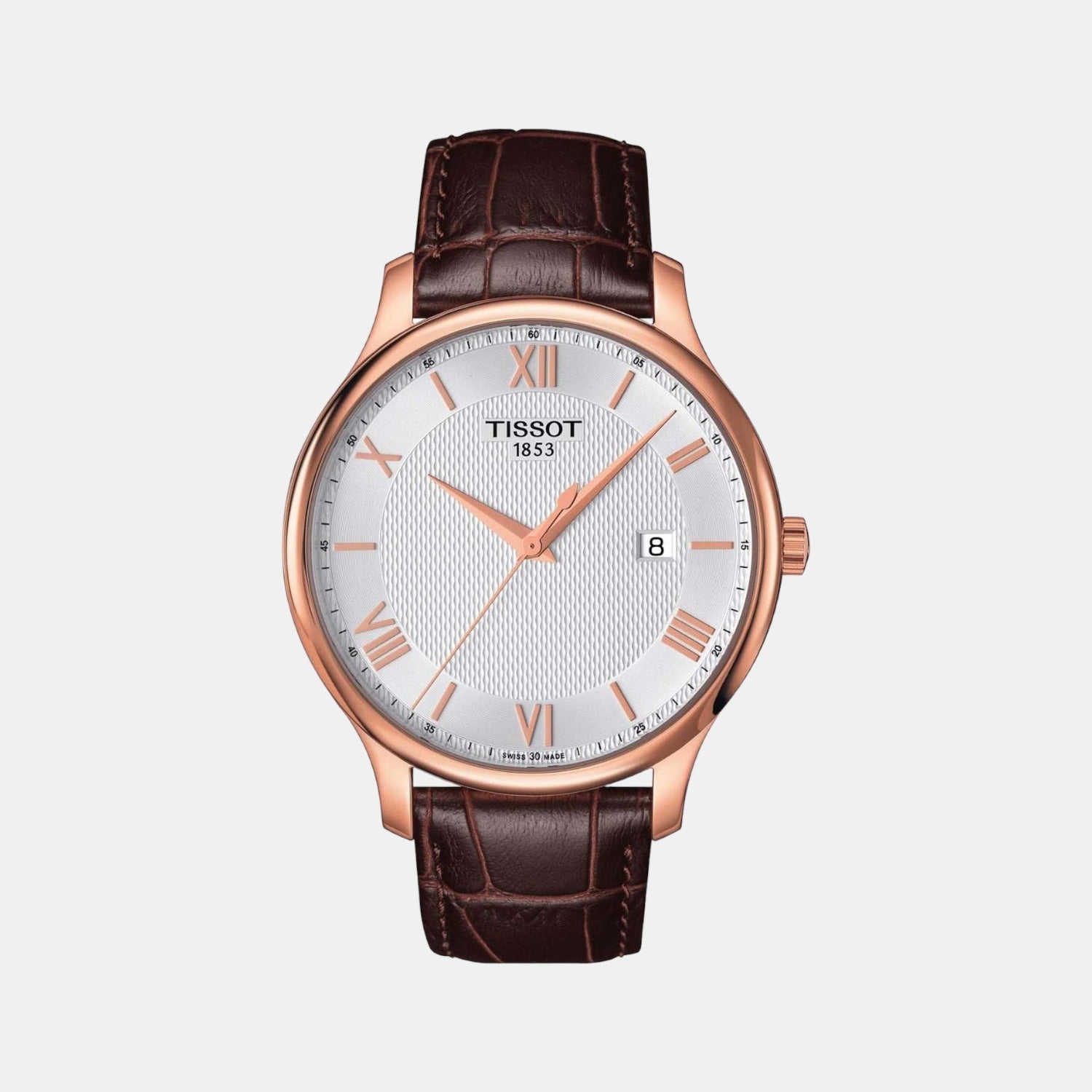 Tradition Men Quartz Silver Dial Analog Leather Watch T0636103603800