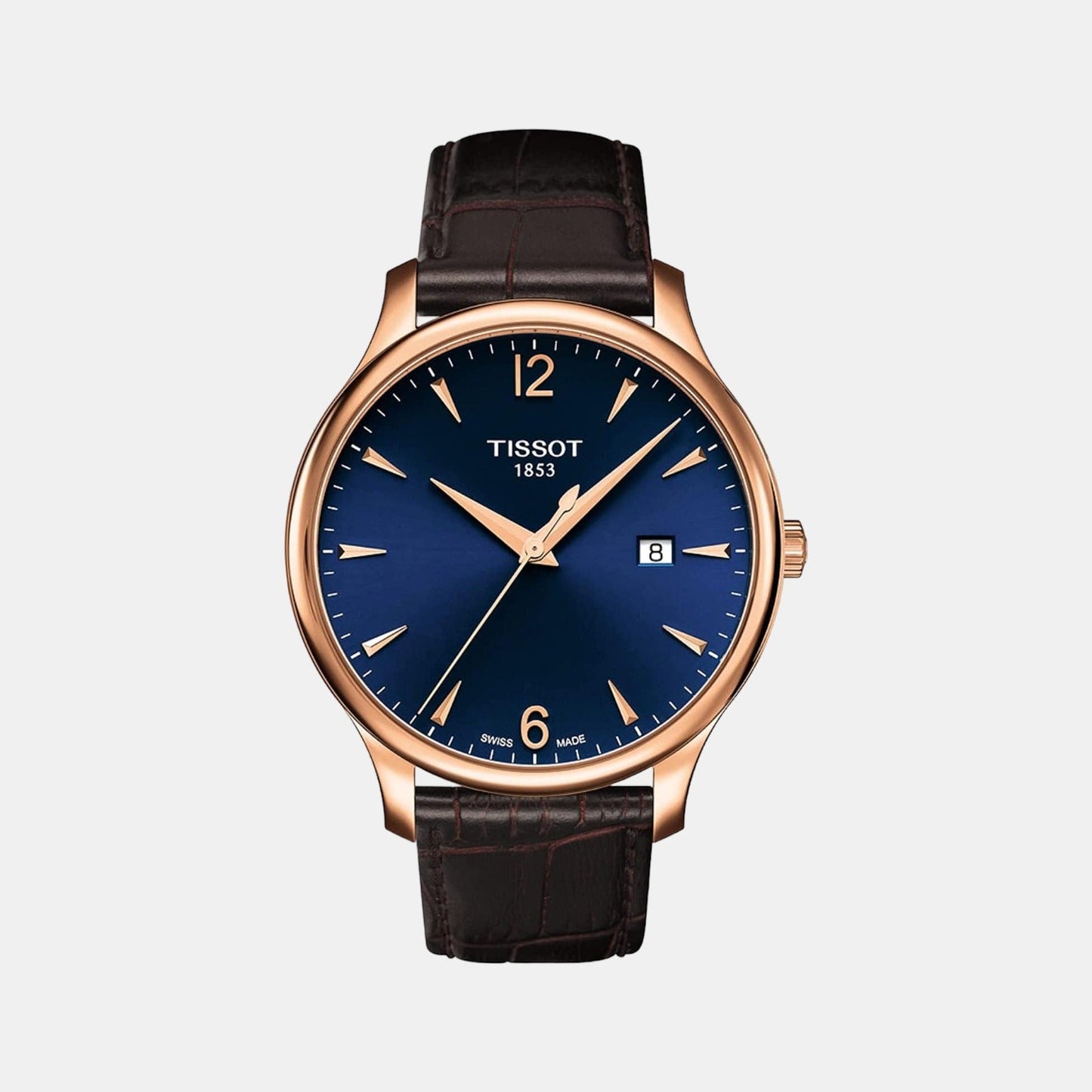 Tradition Men Quartz Blue Dial Analog Leather Watch T0636103604700