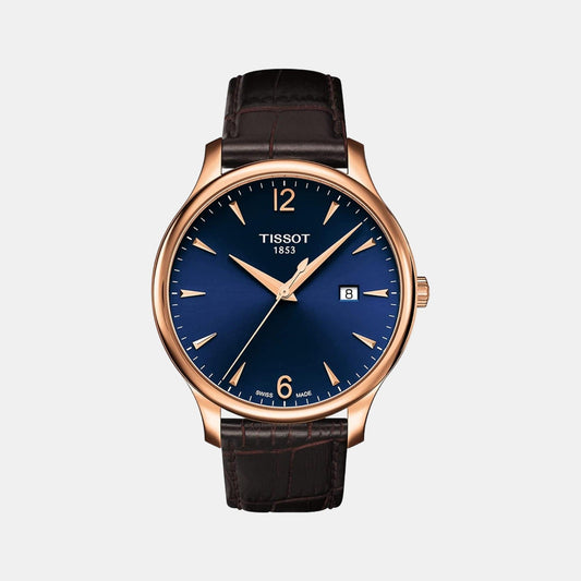 Tradition Men Quartz Blue Dial Analog Leather Watch T0636103604700