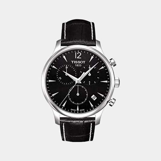 Tradition Men Quartz Black Dial Chronograph Leather Watch T0636171605700