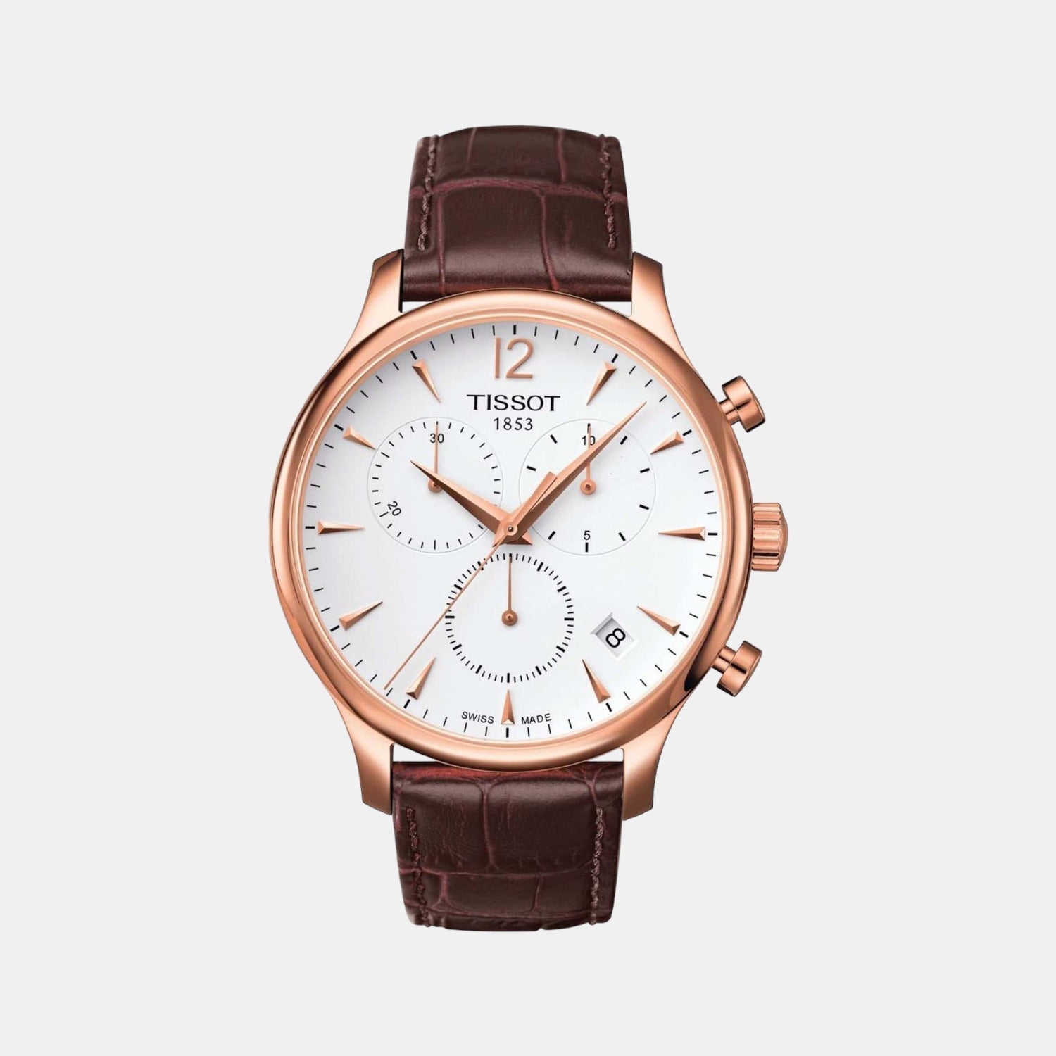 Tradition Men Quartz White Dial Chronograph Leather Watch T0636173603700